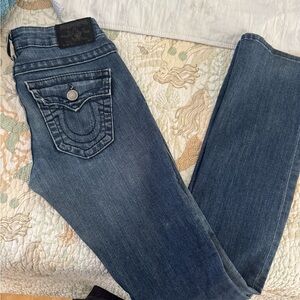 True Religion Blue Skinny Jeans with Signature Stitching